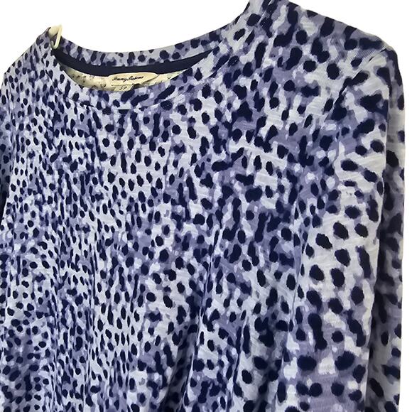 Tommy Bahama T Shirt Leopard Print Top Shirttail Hem Top Casual Top S Purple - Picture 5 of 9